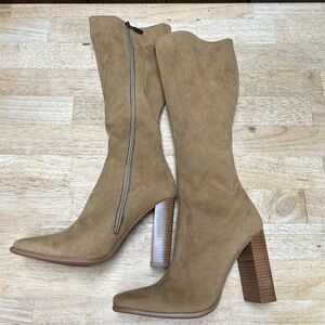 Women’s Vintage Candies Suede Boots, Size 7, 4 in heel, 18 inches top to bottom
